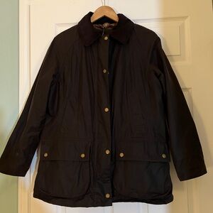 Women's Barbour waxed Beadnell jacket brown sUK  14 / US 10 NWT cord collar